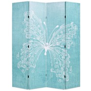 Folding Room Divider  Butterfly Blue