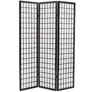 Folding 3-Panel Room Divider Japanese Style 120x170 cm Black