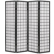 Folding 4-Panel Room Divider Japanese Style Black