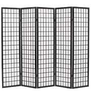 Folding 5-Panel Room Divider Japanese Style 200x170 cm Black