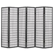 Folding 6-Panel Room Divider Japanese Style 240x170 cm Black