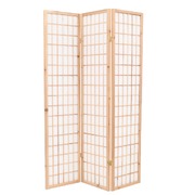 Folding 3-Panel Room Divider Japanese Style  Natural