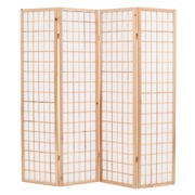Folding 4-Panel Room Divider Japanese Style Natural
