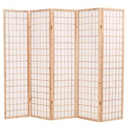 Folding 5-Panel Room Divider Japanese Style 200x170 cm Natural