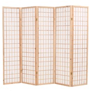 Folding 5-Panel Room Divider Japanese Style Natural