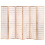 Folding 6-Panel Room Divider Japanese Style Natural