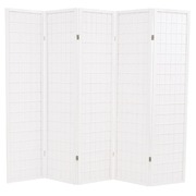 Folding 5-Panel Room Divider Japanese Style 200x170 cm White