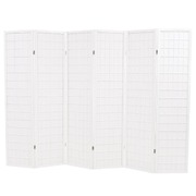 Folding 6-Panel Room Divider Japanese Style 240x170 cm White