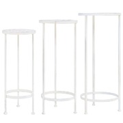 Plant Stand Set 3 Pieces Vintage Style Metal Antique White