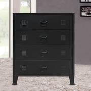 Chest of Drawers Metal Industrial Style Black