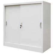 Office Cabinet with Sliding Doors Metal Grey