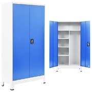 Locker Cabinet with 2 Doors Metal Grey and Blue
