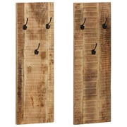 Wall-mounted Coat Racks 2 pcs Solid Mango Wood