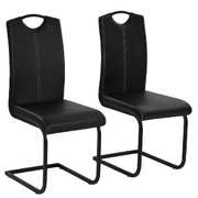 2 pcs Faux Leather Dining Chairs Black