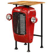 Tractor Bar Table Solid Mango Wood Red