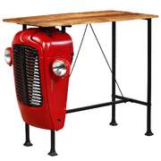 Tractor Bar Table Solid Mango Wood Red 