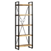 5-Tier Bookcase Solid Mango Wood and Steel 
