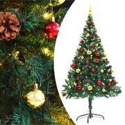 faux Christmas Tree Decorated with Baubles and LEDs 150 Green