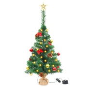 faux Christmas Tree Decorated with Baubles and LEDs 64 Green