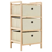 Storage Rack with 3 Fabric Baskets Cedar Wood Beige