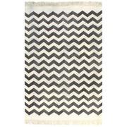 Kilim Rug Cotton with Pattern Black/White