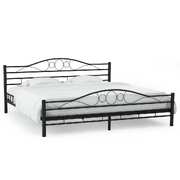 Bed Frame Black Metal 153x203 cm