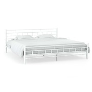 Bed Frame White Metal 153x203 cm
