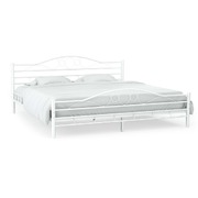 Bed Frame White Metal 183x203 cm
