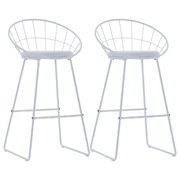 Bar Chairs 2 pcs White Faux Leather
