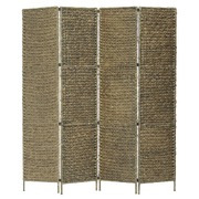 4-Panel Room Divider Brown Water Hyacinth