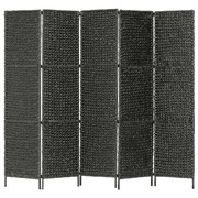 5-Panel Room Divider Black 193x160 cm Water Hyacinth