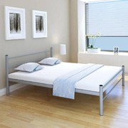 Bed Frame Grey Metal Queen Size