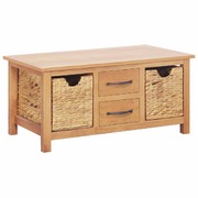 Sideboard Solid Oak Wood and Water Hyacinth