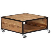 Coffee Table With 4 Casters Solid Acacia Wood