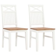 Dining Chairs 2 pcs White Solid Oak Wood