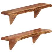 Wall Shelves 2 pcs 60x20x16 cm Solid Acacia Wood