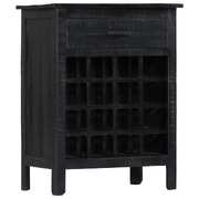 Wine Rack Black Solid Mango Wood