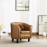 Tub Chair faux Leather Brown