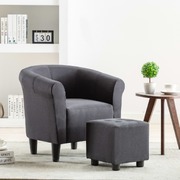 2 Piece Armchair and Stool Set Black Fabric