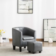 Tub Chair with Footstool Grey