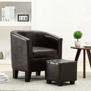 Tub Chair with Footstool Dark Brown