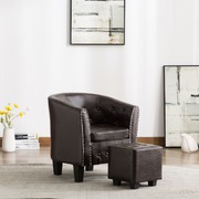 Tub Chair with Footstool Brown