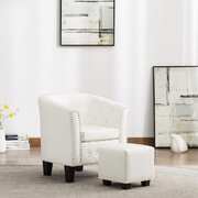 Tub Chair with Footstool White