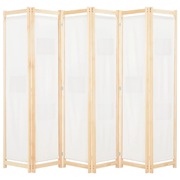 6-Panel Room Divider Cream Fabric