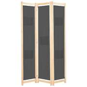 3-Panel Room Divider Grey Fabric