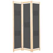 3-Panel Room Divider Grey Fabric