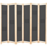 6-Panel Room Divider Grey Fabric