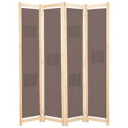 4-Panel Room Divider Brown Fabric