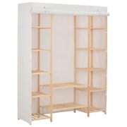 Wardrobe White Fabric Wood Frame