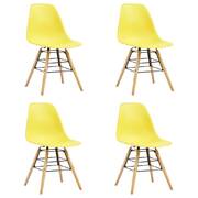 Dining Chairs 4 pcs Yellow Plastic